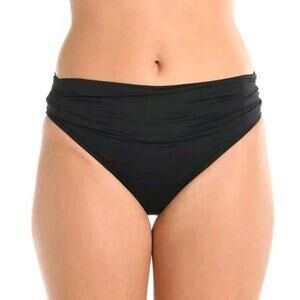 La Blanca Women's Island Goddess Shirred Band Hipster Swim Bottom Black Size 8